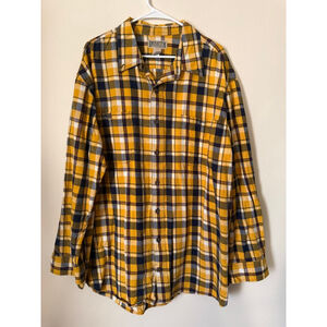 Men's Duluth Trading Co Plaid Casual Button Down Shirt 2XLT Yellow/Navy